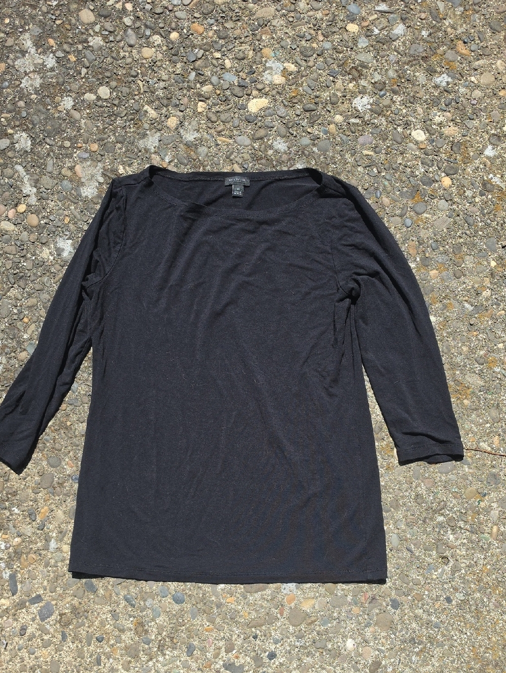 Ann Taylor Black Long-Sleeve Boatneck Top